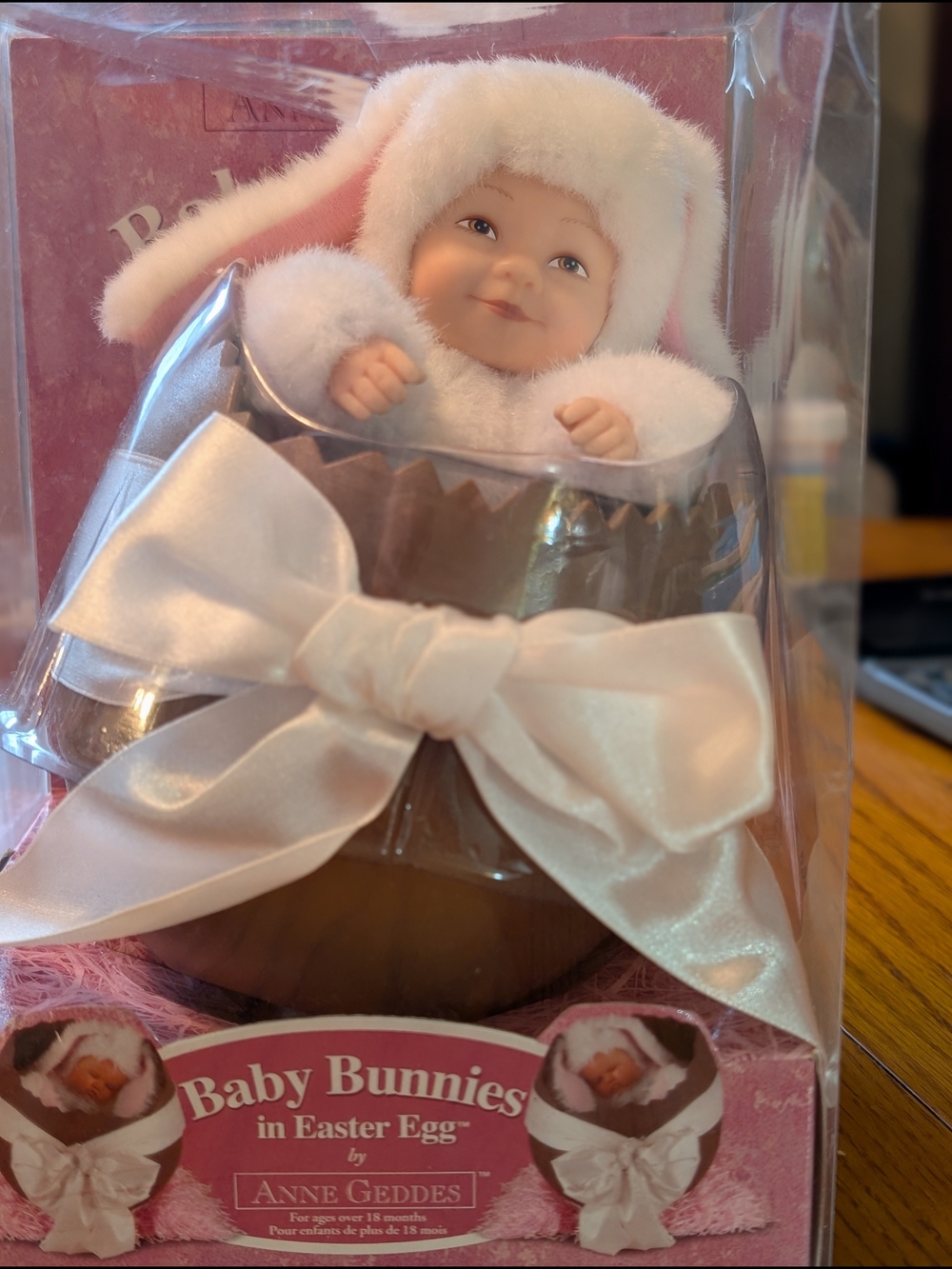 Anne Geddes Baby Bunnies in Easter Egg.  Plush Doll - Pink & White